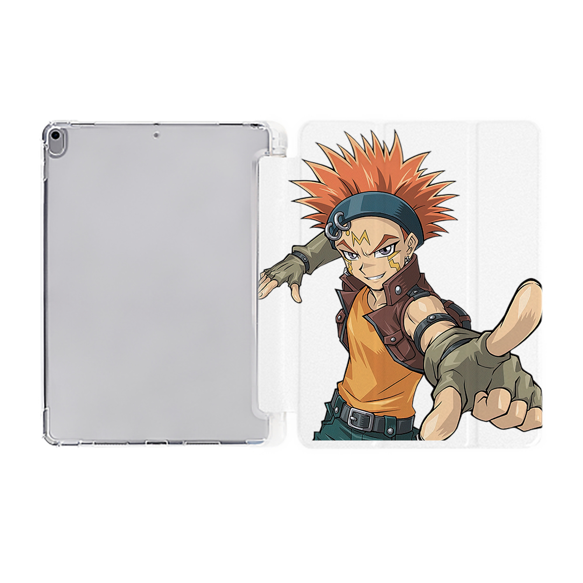 （画像用） 遊☆戯☆王 Yu-Gi-Oh! IPad ケース ペン収納付き 三つ折りスタンド PUレザー×シリコン 対応機種9.5/10.5/10.9インチ